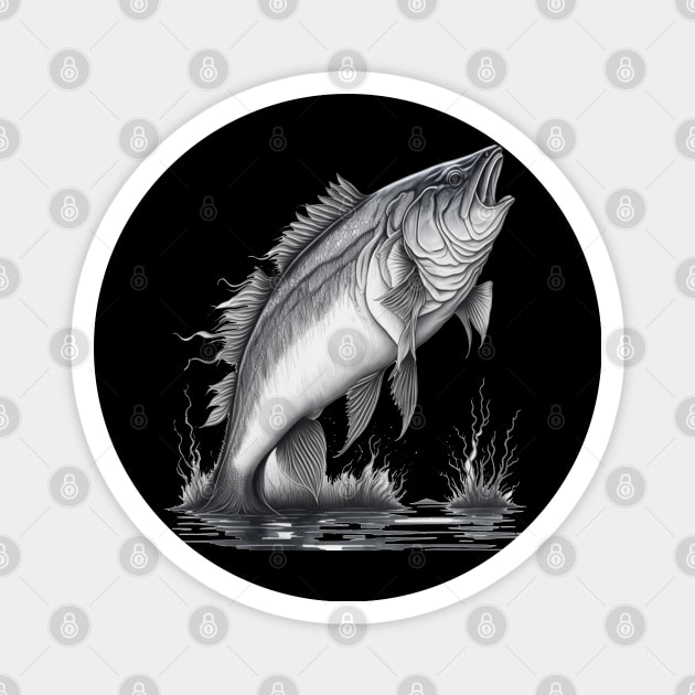 Largemouth Bass Fishing Magnet by Pixel Threads 